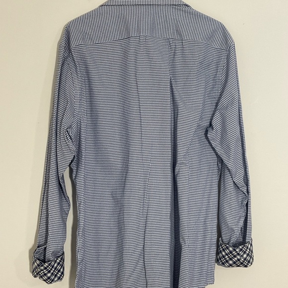 Egara Shirt Size XL Long Sleeve Mens Cotton Blue Check Non Iron Flip Cuff - Picture 4 of 7
